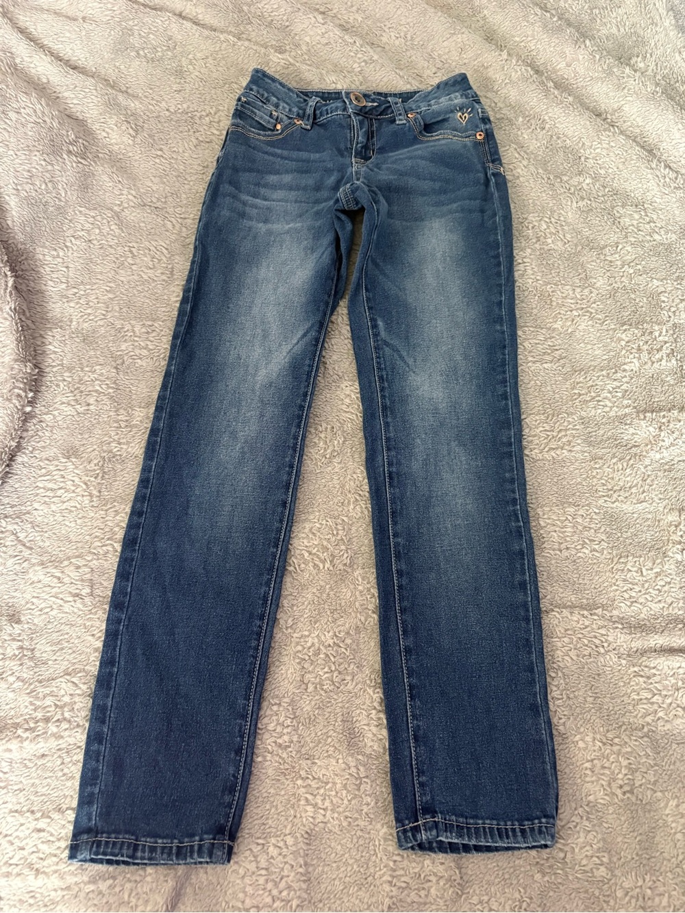 Justice Girls Straight Leg Jeans in Blue Wash
